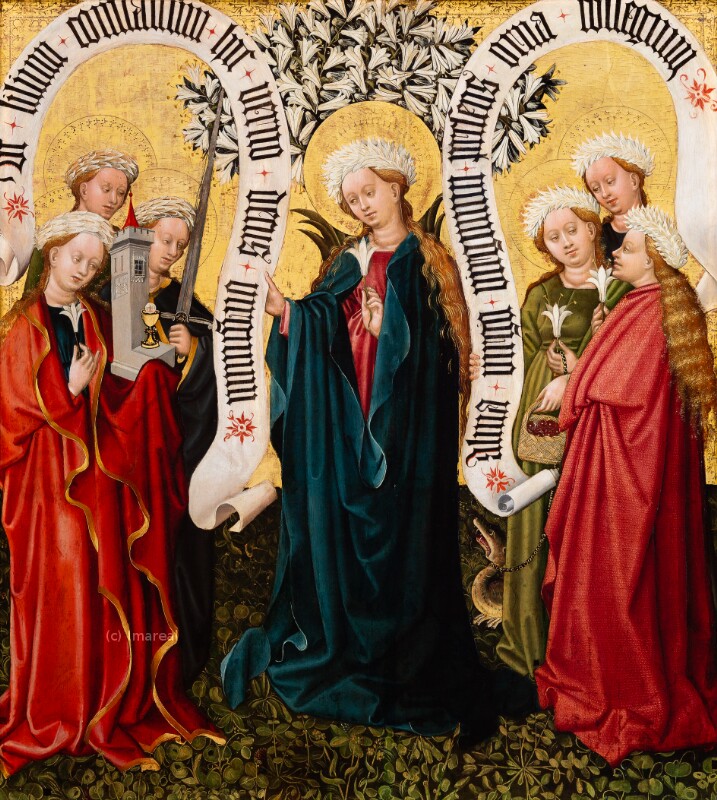 Hl. Maria mit den heiligen Jungfrauen von Meister des Albrechtsaltars