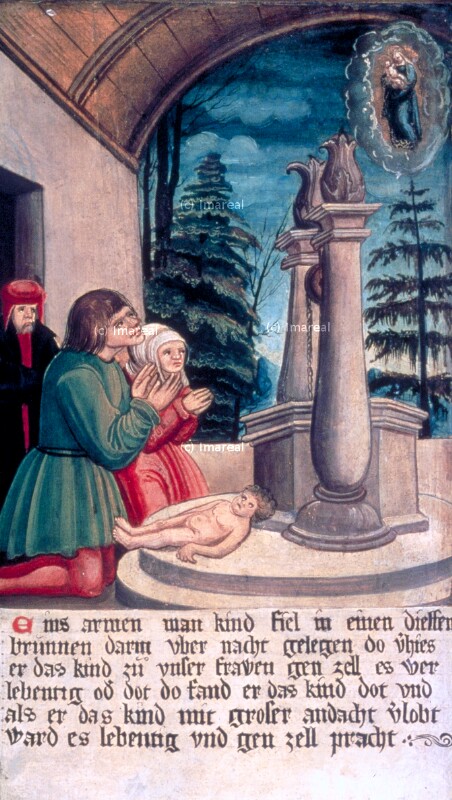 Errettung eines in den Brunnen gefallenen Kindes von Meister der Brucker Martinstafel