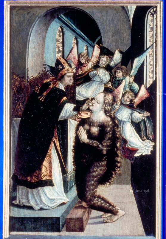 Hl. Maximinus spendet der Hl. Maria Magdalena die Kommunion von Stöberl Matthias