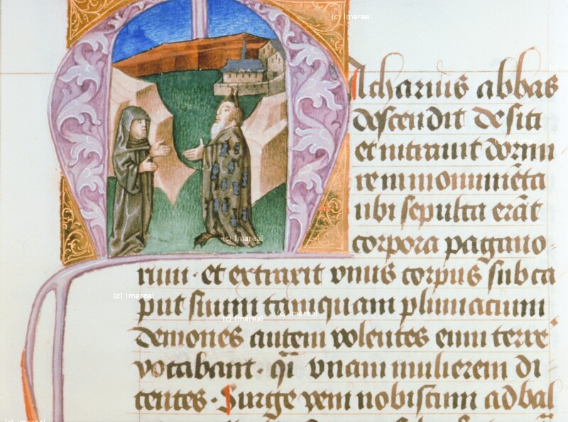 Hl. Makarius begegnet dem Teufel in Menschengestalt von Hofwerkstatt Friedrichs III.