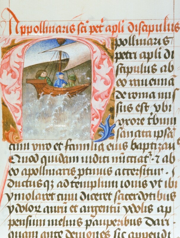 Hl. Apollinaris von Ravenna fährt mit dem Schiff in die Verbannung von Hofwerkstatt Friedrichs III.