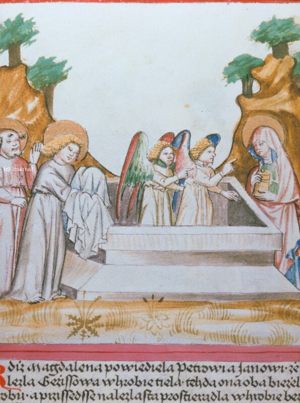 Hl. Maria Magdalena, Hl. Petrus und Hl. Johannes Evangelist am Grab Christi