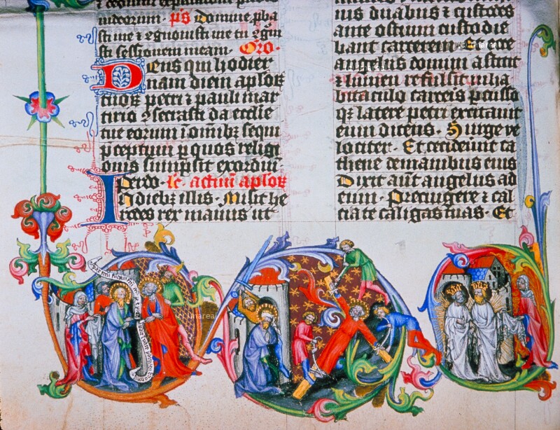 Hl. Petrus und Paulus ziehen in Rom ein von Meister des Hasenburg-Missales