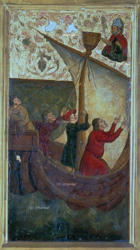 Hl. Nikolaus errettet ein Schiff aus Seenot