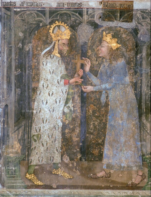 Karl IV. erhält vom Dauphin Karl von Frankreich zwei Dornen aus der Dornenkrone Christi und eine Kreuzreliquie von Wurmser Nikolaus