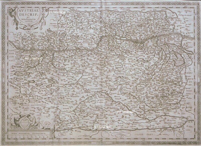 Landkarte Niederösterreich von Lazius Wolfgang