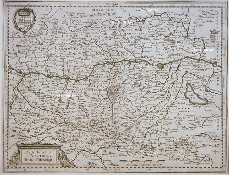 Landkarte Niederösterreich von Merian Matthäus der Ältere